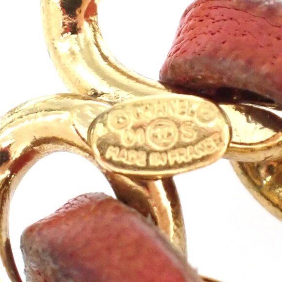 CHANEL CC Logo Charm Chain Belt 01S Leather Red Gold France Accessory - Picture 3 of 9